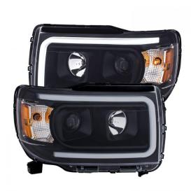 Anzo Driver and Passenger Side Plank Style Projector Headlights (Black Housing, Clear Lens)