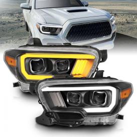 Anzo Driver and Passenger Side Plank Style Switchback Projector Headlights With DRL (Black Housing, Clear Lens)
