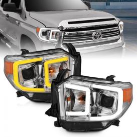 Anzo Driver and Passenger Side Plank Style Switchback Projector Headlights (Chrome Housing, Clear Lens)