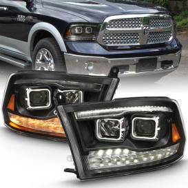 Driver and Passenger Side Projector Switchback Headlights (Black Housing, Clear Lens)