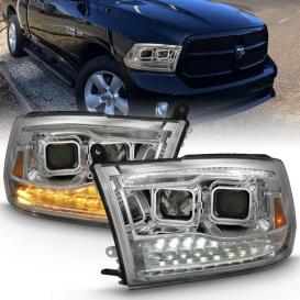 Driver and Passenger Side Projector Switchback Headlights (Chrome Housing, Clear Lens)
