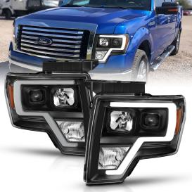 Driver and Passenger Side Projector Switchback Headlights (Black Housing, Clear Lens)