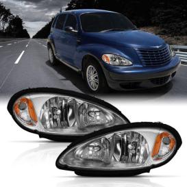 Anzo Driver and Passenger Side Factory Style Headlights (Chrome Housing, Clear Lens)