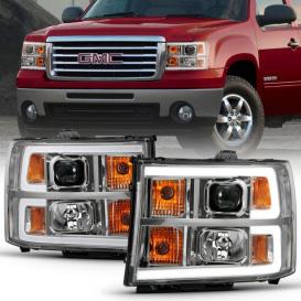Anzo Driver and Passenger Side Plank Style Projector Headlights (Chrome Housing, Clear Lens)