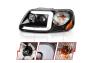 Anzo Driver and Passenger Side Crystal Headlights With LED Light Bar (Black Housing, Clear Lens) - Anzo 111503
