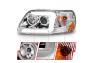 Anzo Driver and Passenger Side Crystal Headlights With LED Light Bar (Chrome Housing, Clear Lens) - Anzo 111504