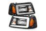 Anzo Driver and Passenger Side Crystal Headlights With Light Bar (Black Housing, Clear Lens) - Anzo 111511