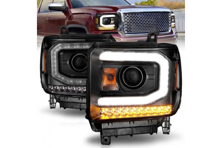 Anzo Driver and Passenger Side Plank Style Projector Headlights (Black Housing, Clear Lens) - Anzo 111513