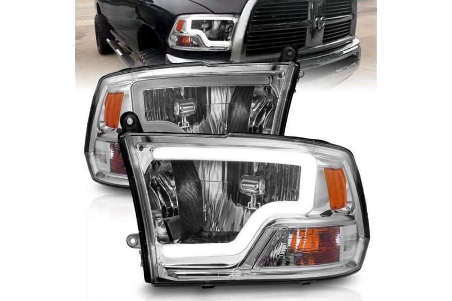 Anzo Driver and Passenger Side Crystal Headlights With Light Bar (Chrome Housing, Clear Lens) - Anzo 111516