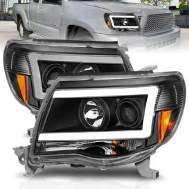 Anzo Driver and Passenger Side Plank Style Projector Headlights (Black Housing, Clear Lens)