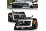 Anzo Driver and Passenger Side Light Bar Style Projector Headlights (Black Housing, Clear Lens) - Anzo 111541
