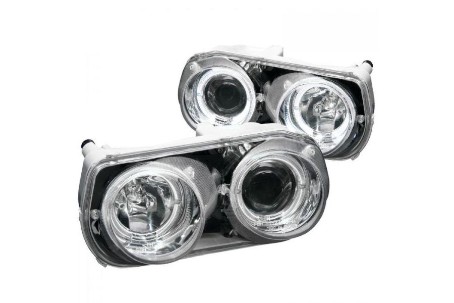 Anzo Driver and Passenger Side Projector Headlights with Halo (Chrome Housing, Clear Lens) - Anzo 121004
