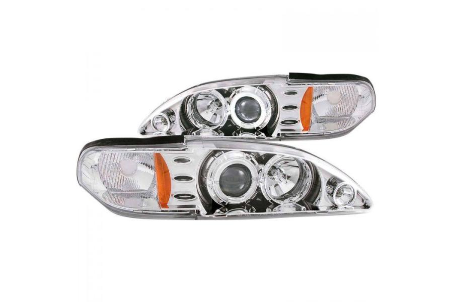 Anzo Driver and Passenger Side 1Pc Projector Headlights with Halo (Chrome Housing, Clear Lens) - Anzo 121039