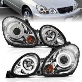 Anzo Driver and Passenger Side Projector Headlights with CCFL Halo (Chrome Housing, Clear Lens)