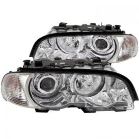 Anzo Driver and Passenger Side Projector Headlights with Halo (Chrome Housing, Clear Lens)
