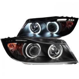 Anzo Driver and Passenger Side Projector Headlights with CCFL Halo and LED Bar (Black Housing, Clear Lens)