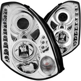 Anzo Driver and Passenger Side Projector Headlights with CCFL Halo (Chrome Housing, Clear Lens)
