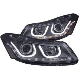 Anzo Driver and Passenger Side U-Bar Style Projector Headlights (Black Housing, Clear Lens)