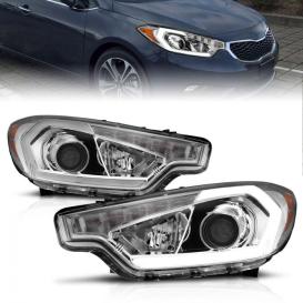 Anzo Driver and Passenger Side Light Bar Style Projector Headlights (Chrome Housing, Clear Lens)
