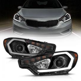 Anzo Driver and Passenger Side Light Bar Style Projector Headlights With DRL (Black Housing, Clear Lens)