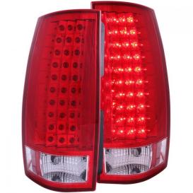 Anzo Driver and Passenger Side G4 LED Tail Lights (Chrome Housing, Red/Clear Lens)