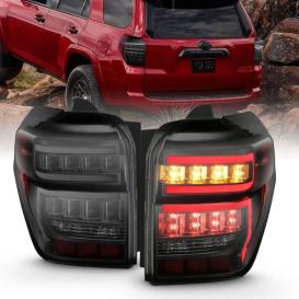  2014-2020 Toyota 4Runner Anzo Driver and Passenger Side Sequential LED Tail Lights With Red Light Bar (Black Housing, Smoke Lens)