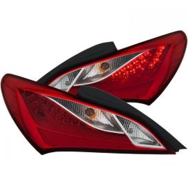 Anzo Driver and Passenger Side LED Tail Lights (Chrome Housing, Red/Clear Lens)