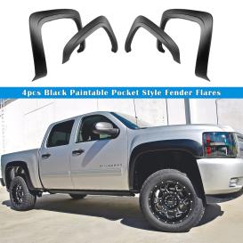 APS Rugged / OE Style Smooth Black Front and Rear Fender Flare Set