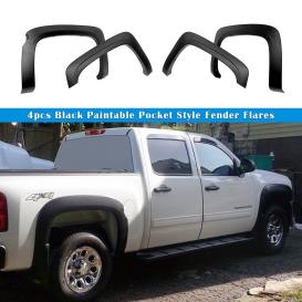 Rugged / OE Style Smooth Black Front and Rear Fender Flare Set