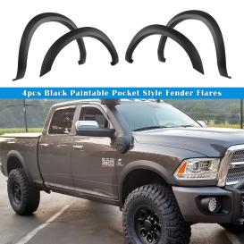 Rugged / OE Style Smooth Black Front and Rear Fender Flare Set