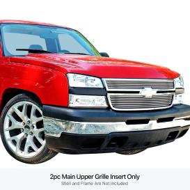  2005-2007 Chevrolet Silverado APS 2-Pc Chrome Polished 8X6 Horizontal Billet Main Upper Grille