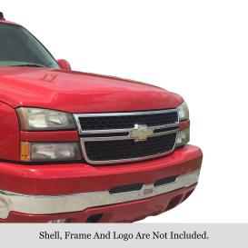  2002-2006 Chevrolet Avalanche APS 2-Pc Black Powder Coated 8X6 Horizontal Billet Top Bumper Grille