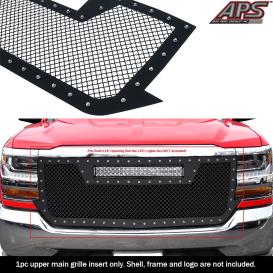 APS 1-Pc Black Powder Coated 1.8mm Wire Mesh Rivet Style Main Upper Grille