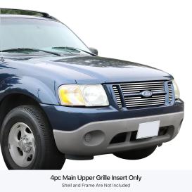  2001-2003 Ford Explorer APS 4-PC Polished Horizontal SS Billet Main Upper Grille
