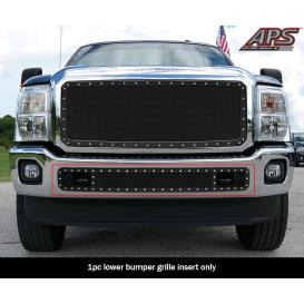 APS 1-Pc Black Powder Coated 1.8mm Wire Mesh Rivet Style Lower Bumper Grille