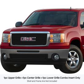 3-PC Polished Horizontal SS Billet Main Upper, Top Bumper & Lower Bumper Grille