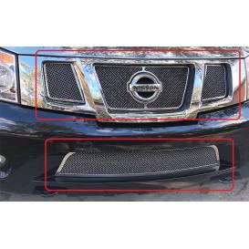 APS 4-Pc Chrome Polished 1.8mm Wire Mesh Main Upper and Lower Bumper Grille