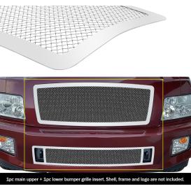 APS 2-Pc Chrome Polished 1.8mm Wire Mesh Main Upper and Lower Bumper Grille