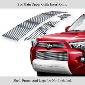 APS 3-Pc Chrome Polished 8X6 Horizontal Billet Main Upper and Lower Bumper Grille
