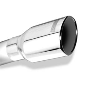 Borla Polished Stainless Steel Round Rolled-Edge Angle-Cut Single Outlet Exhaust Tip with  Logo (2.25" Inlet, 3" Tip Size, 4.75" Length)