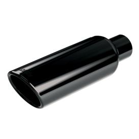 Borla Black Chrome On Stainless Steel Round Rolled-Edge Angle-Cut Single Outlet Exhaust Tip with  Logo (3" Inlet, 4" Tip Size, 14" Length)