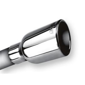Borla Polished Stainless Steel Round Rolled-Edge Angle-Cut Single Outlet Exhaust Tip with  Logo with  Logo (2.25" Inlet, 3.19" Tip Size, 5" Length)
