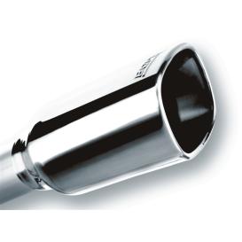   Borla Bright Chrome On Stainless Steel Square Rolled-Edge Angle-Cut Single Outlet Exhaust Tip with  Logo (2.25" Inlet, 3.5" Tip Size, 7.88" Length)