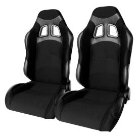 CPA1007 Wide Version Black Premium Cloth With Carbon Fabric Patch Racing Seats - Pair