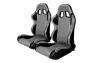 Cipher Auto CPA1011 Black/Gray Full Carbon Fiber PU Racing Seats - Pair - Cipher Auto CPA1011CFBKGY