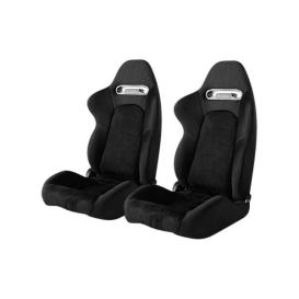   Cipher Auto CPA1019 Black Cloth With Microsuede Inserts And Gray Stitching Universal Racing Seats