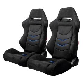 Cipher Auto CPA1075 Black Suede With Blue Piping Universal Racing Seats