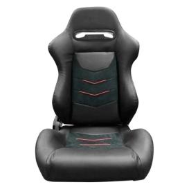 Cipher Auto CPA1075 Black Leatherette With Micro Suede inserts W/ Red Accents Universal Racing Seats