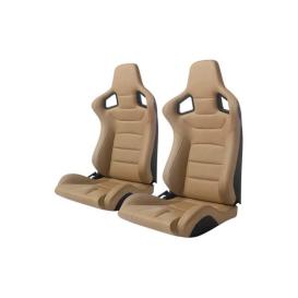   Cipher Auto CPA2001 Euro Series All Beige PU Leather Brown Stitches with Carbon Fiber PU