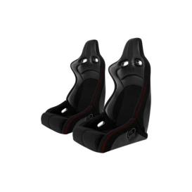   Cipher Auto CPA2002 Viper Series All Black Cloth/PU Leather (Red Stitches) with Carbon Fiber PU